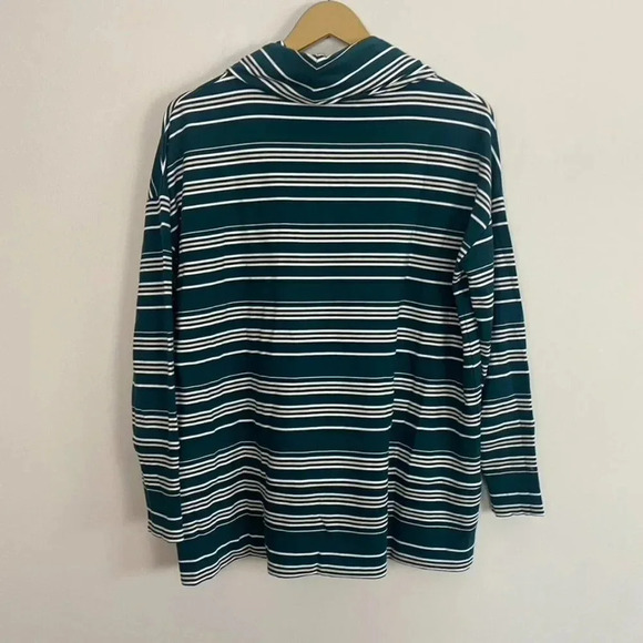 Garnet Hill Green Striped Cowl Neck Tunic - Picture 8 of 11